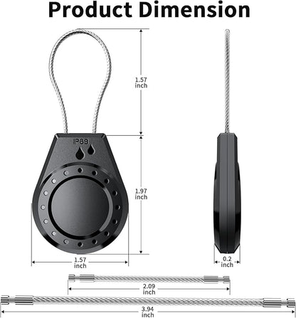 Air Tagholder Keychain Compatible with Apple Air Tag Waterproof Anti Theft Wire Cable Secure Case with Screw Lock for Luggage Keys Pet Collar Black