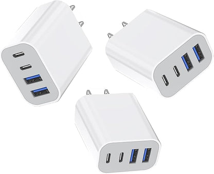 35W Apple iPhone 17 16 Pro Adapter,3Pack 4-Port Quick Charger Block USB C MultiPort PD Plug Adapter+QC Double Type C Adapter Fast Charging for iPhone 17 Air/17 Pro Max/16e/15/15 Pro/14/13/12/11/X/iPad