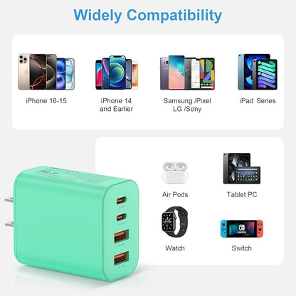 USB C Charger Block,40W USB C Charger Cube,Type C Charging Block,USB Wall Chargers Dual Port PD+QC Charging Cube for iPhone 16 15 14 13 12 11 Pro Max XS,iPad, Samsung Phone,Tablet(Green)