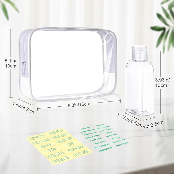 Cosywell Travel Shampoo Bottles 5pcs 3.4oz TSA Approved Travel Bottles for Toiletries Leak Proof Small Plastic Squeeze Bottle Refillable Lotion Containers with Flip Cap(Clear)