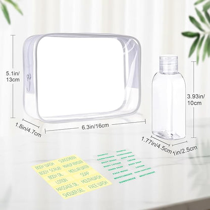 Cosywell Travel Shampoo Bottles 5pcs 3.4oz TSA Approved Travel Bottles for Toiletries Leak Proof Small Plastic Squeeze Bottle Refillable Lotion Containers with Flip Cap(Clear)
