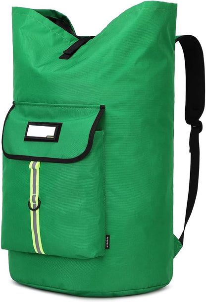 Extra-Large Heavy Duty Laundry Bag Backpack - Drawstring Closure (Grass Green)
