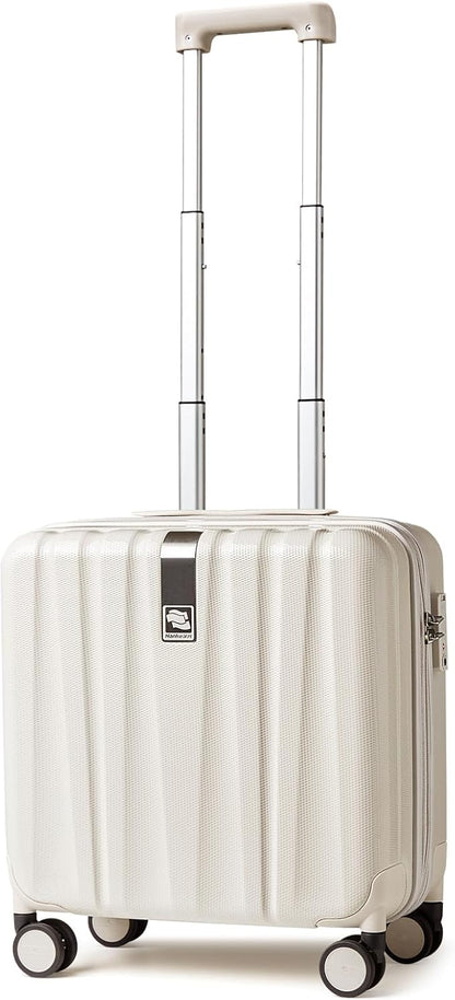 Hanke 16 Inch Underseat Carry on Luggage with Wheels Small Hard Shell Suitcases for Weekender,Travel Approved Lightweight Travel Luggage Suitcase for Womem Men,Christmas Gifts for Birthday-Ivory White