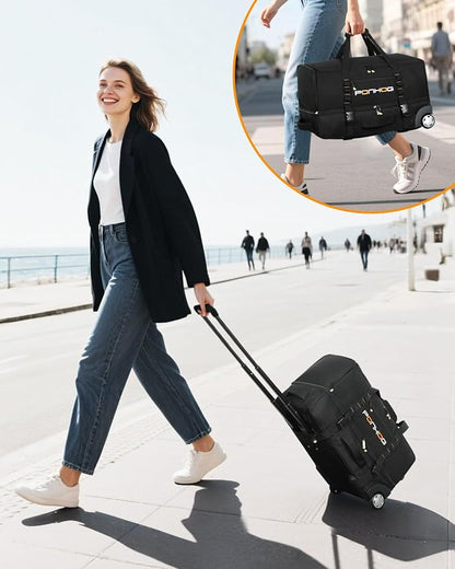 21 Inch Rolling Duffle Bag with Wheels for Men - Water Resistant Wheeled Duffle Bag for Weekend Travel & Overnight Trips