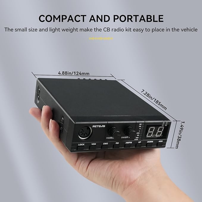Retevis MB2 AM/FM Professional CB Radio, 40 Channels Base Station with 5W Mini External Speaker, Squelch Knob ASQ Function, VOX, Auto-Scan, Long Range CB Radios for Cars, Truckers, Black
