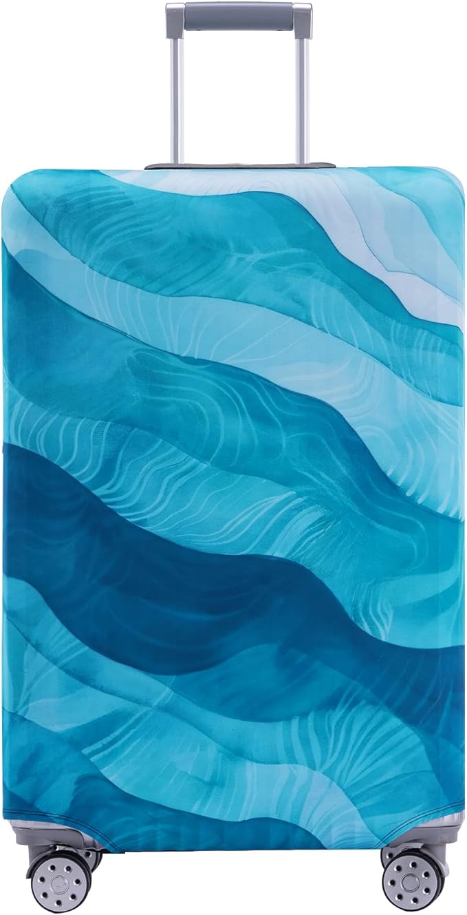 Travelkin Luggage Covers For Suitcase Tsa Approved,Suitcase Cover Protector Fit 18-32 Inch Luggage (Blue Wave, M)