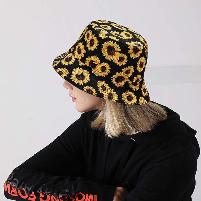 XYIYI Cute Bucket Hat Beach Fisherman Hats for Women, Reversible Double-Side-Wear