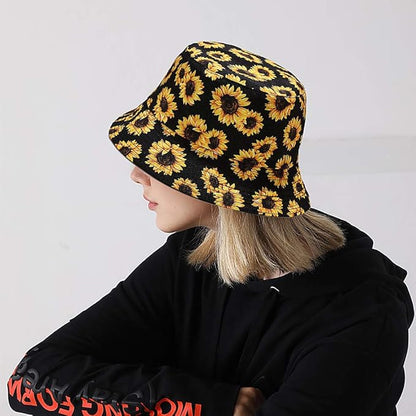 XYIYI Cute Bucket Hat Beach Fisherman Hats for Women, Reversible Double-Side-Wear