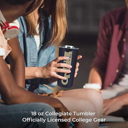 Campus Colors NCAA Stainless Steel Tumbler perfect for Gameday - 18 oz - Double Walled - Keeps Drinks Perfectly Insulated (Georgia Tech Yellowjackets - Navy)