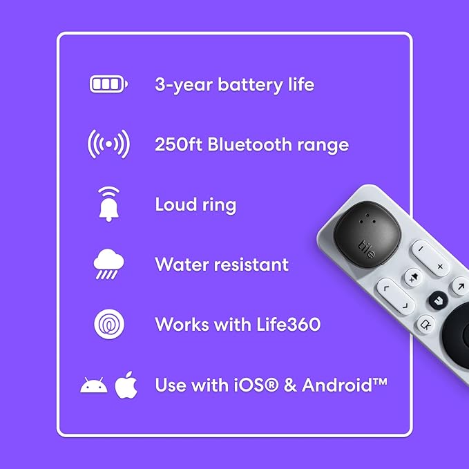 Tile by Life360 Sticker - Small Bluetooth Tracker, Remote Finder and Item Locator for Bikes, Glasses and More. Both iOS and Android Compatible. Phone Finder. 2-Pack (Black)