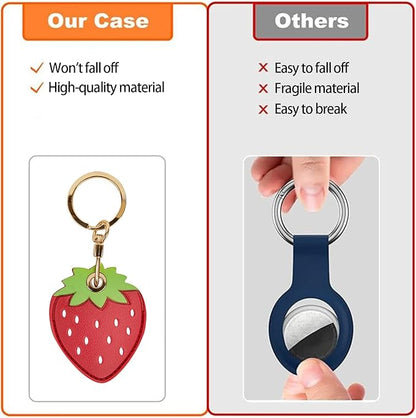 Leather Keychain Case Holder Compatible with Apple AirTag, GPS Airtag Keychain Finder Tracker with Key Ring, Anti-Scratch Protective Air Tag Cover