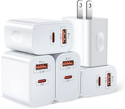 20W USB C Charger Block, Bangfun Dual Port PD 20 Watt Fast Charger Block+ Quick Fast Charge 3.0 Type C Charging Block Compatible iPhone 17/16/15/14/13/12/11 Pro Max/XR/XS/SE/Plus,Pad Pro Air(White)