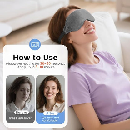 Heated Eye Mask for Dry Eyes, Steam Warm Compress for Dry Eyes, Work with Relieve, Blepharitis & Stye Treatment (Gray)