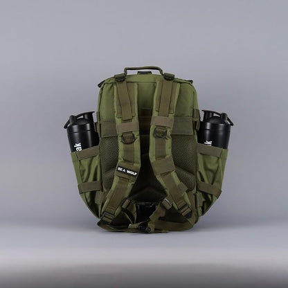 WOLFpak 35L Athletic Gym Backpack - Durable 1000D Waterproof Oxford Material with MOLLE Webbing, Laptop Pocket & Dual Cup Holders, Durable Fitness/Travel/Military Daypack (OD Green)