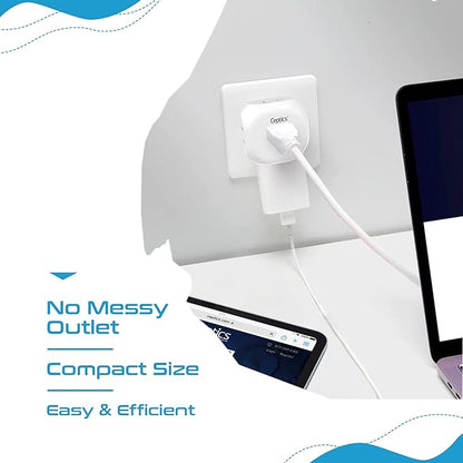 Ceptics US to UK Plug Adapter UK, Ireland Power Adapter Charger 4 Input - Ultra Compact - Light Weight - USA to Any Type G Countries Such as Hong Kong, England and More - 2 Pack (PT-7), White