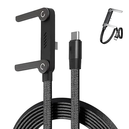 2-in-1 Invisible Holder Charger Cable — Fast Charging Cord with Built-in Phone Stand, 5ft 240w Braided Fast Charging Cord Charge Cable for Phone,Tablets,Laptops (Type-C to Type-C (240W))