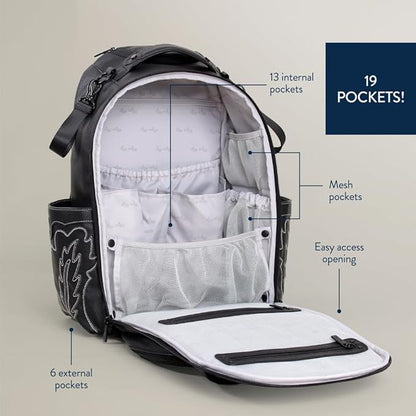 Itzy Ritzy Diaper Bag Backpack – Large Capacity Boss Plus Baby Backpack Diaper Bag Featuring 19 Pockets, Changing Pad, Stroller Clips, and Comfortable Straps (Outlaw)