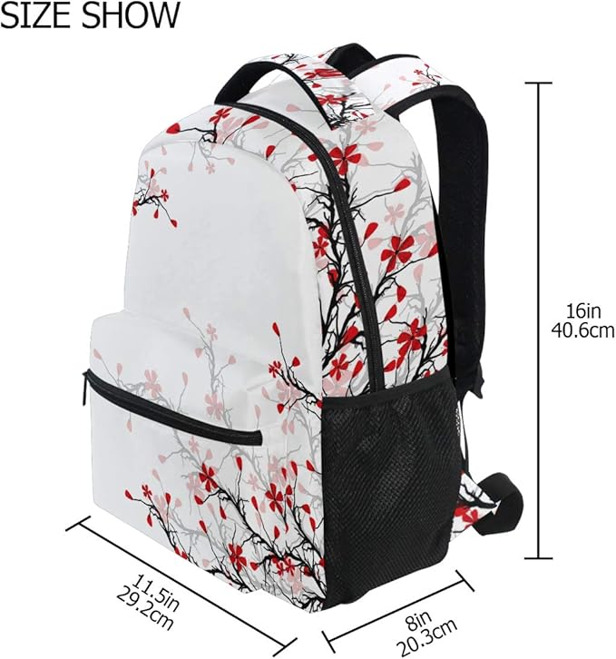 ALAZA Japanese Cherry Blossom Sakura Large Backpack for Girls Kids School Women Personalized Laptop iPad Tablet Travel School Bag with Multiple Pockets for Men Women College