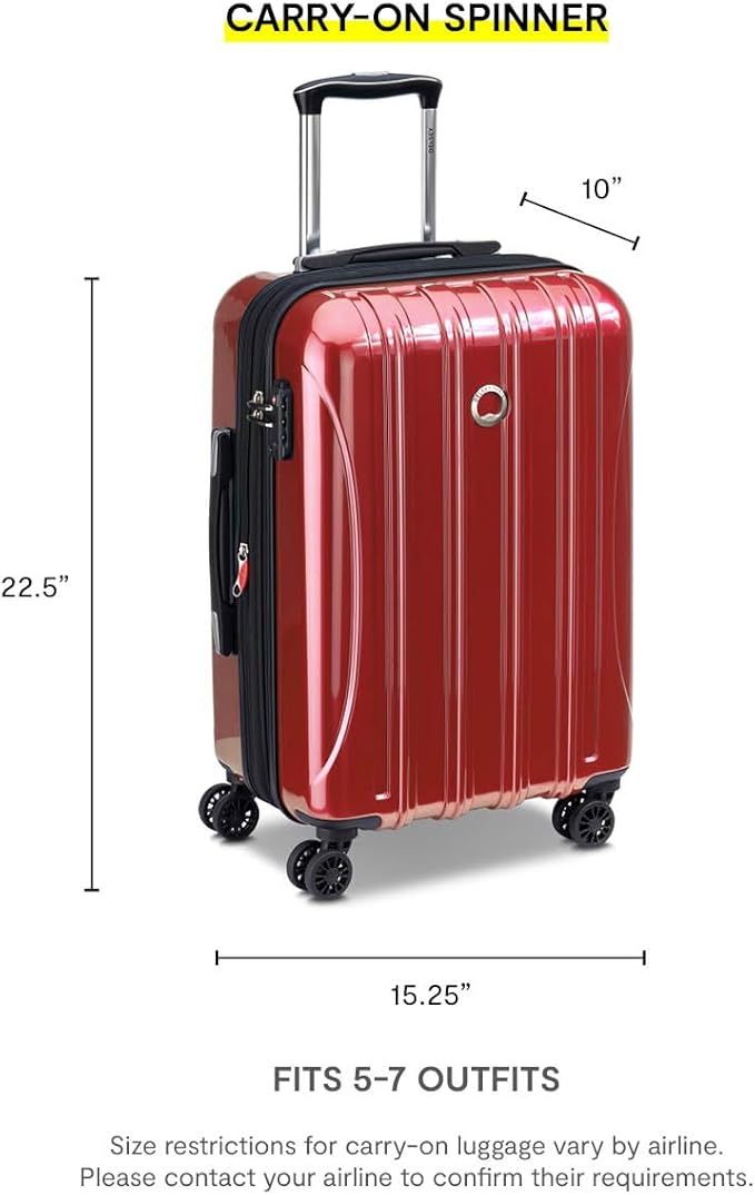 DELSEY PARIS Helium Aero Hardside Expandable Luggage with Spinner Wheels Carry-On Luggage, Peony Pink, Carry-On 21 Inch