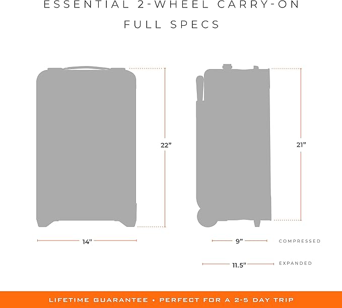 Briggs & Riley Essential 22" 2-Wheel Expandable Carry On - Luggage for Travel, Suitcases with Wheels, Softside Rolling Bag for Men & Women, Self-Repairing Zipper - Baseline Collection, Olive