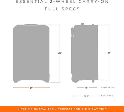 Briggs & Riley Essential 22" 2-Wheel Expandable Carry On - Luggage for Travel, Suitcases with Wheels, Softside Rolling Bag for Men & Women, Self-Repairing Zipper - Baseline Collection, Black