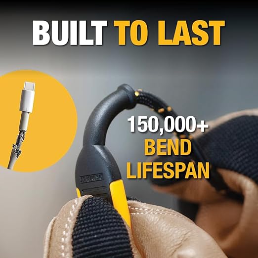 DEWALT Heavy Duty USB to Lightning Cable [Apple MFiCertified] Durable iPhone Charger, Lightning Cables, Fast Charging iPhone Charger Cord Compatible w/iPhones 14/13/12/11 Pro Max iPad AirPods, 4FT