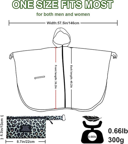 Hooded Rain Ponchos for Adult - Rain Coat and Rain Jacket with Waterproof Pocket and Zipper