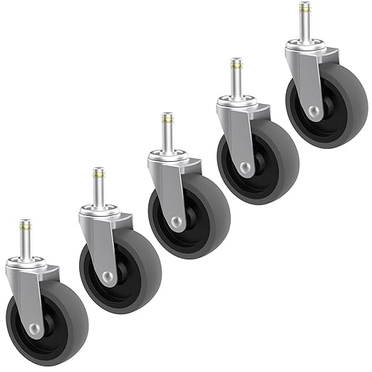 Replcament Casters for Brute Trash Bin Dolly Set of 5, 3-Inch Trash Can Dolly Replacement Wheels - 375LBs per Set