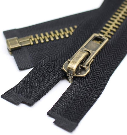 YaHoGa #8 17 Inch Antique Brass Separating Jacket Zipper Metal Zipper Heavy Duty Metal Zippers for Jackets Sewing Coats Crafts (17" Anti-Brass)