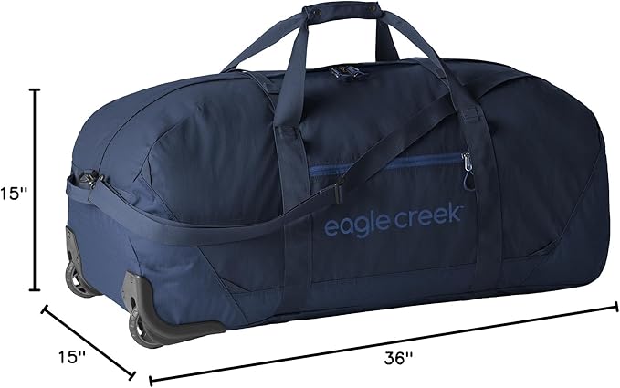Eagle Creek No Matter What Rolling Duffel - Durable Rolling Bag for Travel - Adjustable Shoulder Strap - Heavy Duty Wheels - Lockable Zippers - Multiple Carry Options - 130L - Atlantic Blue