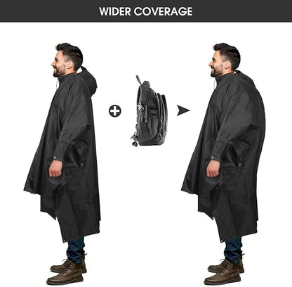 Unisex Rain Poncho for Adults, Hooded Waterproof Raincoat Jacket for Hiking, Camping and Outdoor