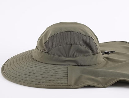 Home Prefer UPF 50+ Sun Hats for Men Women Wide Brim Fishing Hat with Neck Flap UV Protection Sunblock Safari Bucket Hat