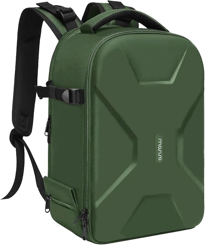 MOSISO Camera Backpack,DSLR/SLR/Mirrorless Photography Camera Bag Full Open Waterproof Hardshell Bag with Insert&Tripod Holder&Laptop Compartment Compatible with Canon/Nikon/Sony, Army Green