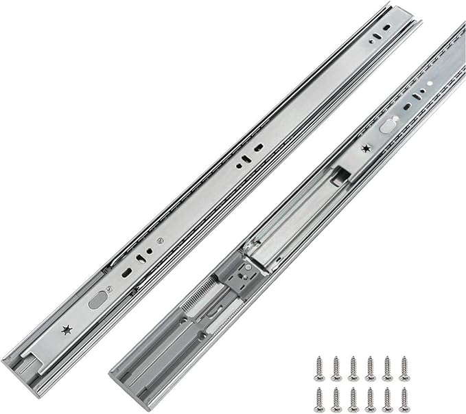 LONTAN 24 Inch Soft Close Drawer Slides 1 Pair Side Mount Heavy Duty Cabinet Drawer Glides Ball Bearing Full Extension Kitchen Cabinet Rails 100 LB Capacity