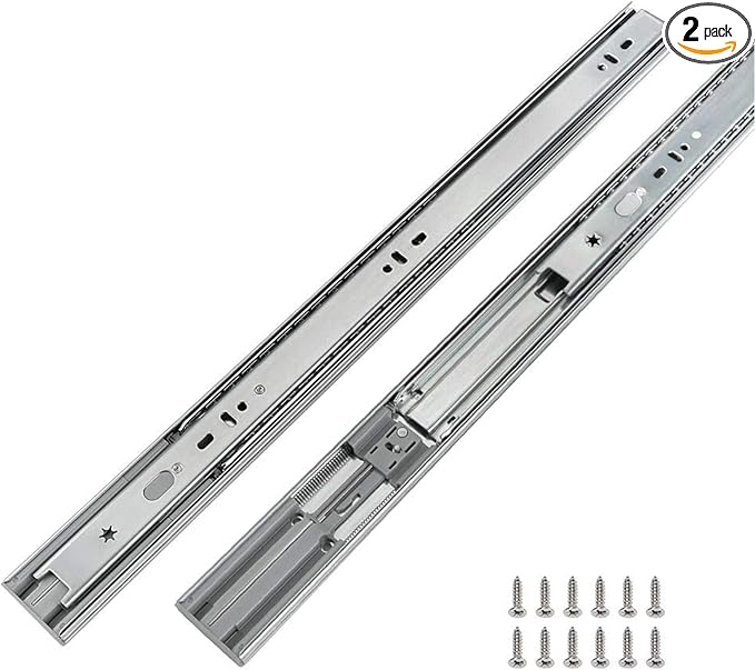 LONTAN 20 Inch Soft Close Drawer Slides 1 Pair Side Mount Heavy Duty Cabinet Drawer Glides Ball Bearing Full Extension Kitchen Cabinet Rails 100 LB Capacity