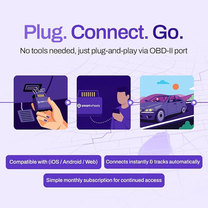 SmartWheels GPS Tracker for Vehicles - Real Time Location Tracking, Route History, Speed & Driving Insights, Geo-Fence, Accident Alerts - Car Tracker for Families & Fleets