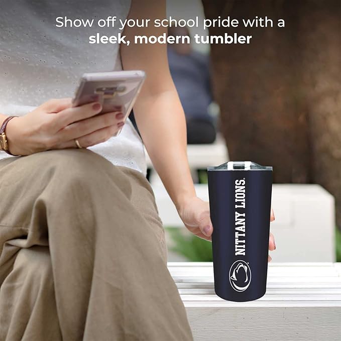 Campus Colors NCAA Stainless Steel Tumbler perfect for Gameday - 18 oz - Double Walled - Keeps Drinks Perfectly Insulated (Penn State Nittany Lions - Navy)