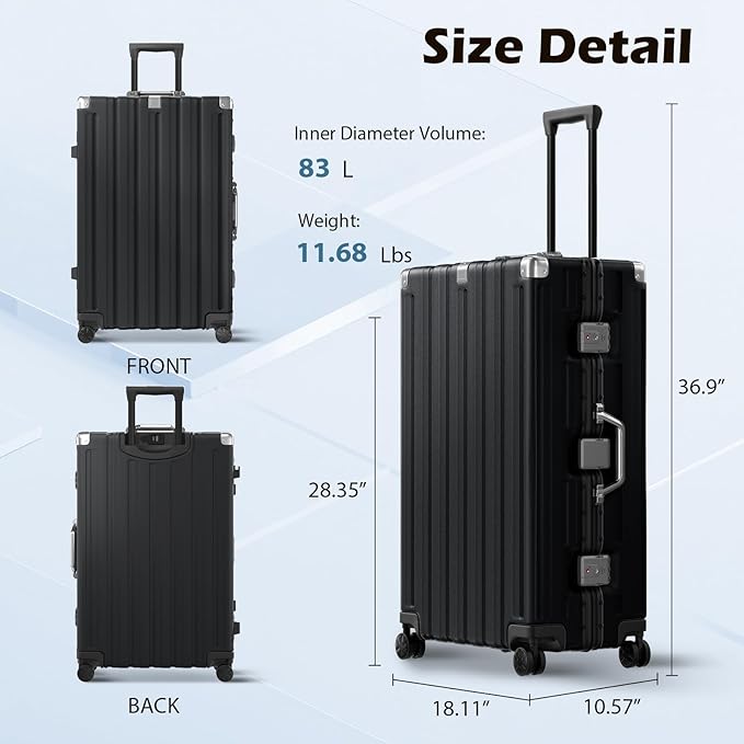 Krute Luggage Sets 2 Pieces Aluminum Frame Suitcase With Spinner Wheels 20 28 Inch Hardside No Zipper PC Luggages with USB Charger