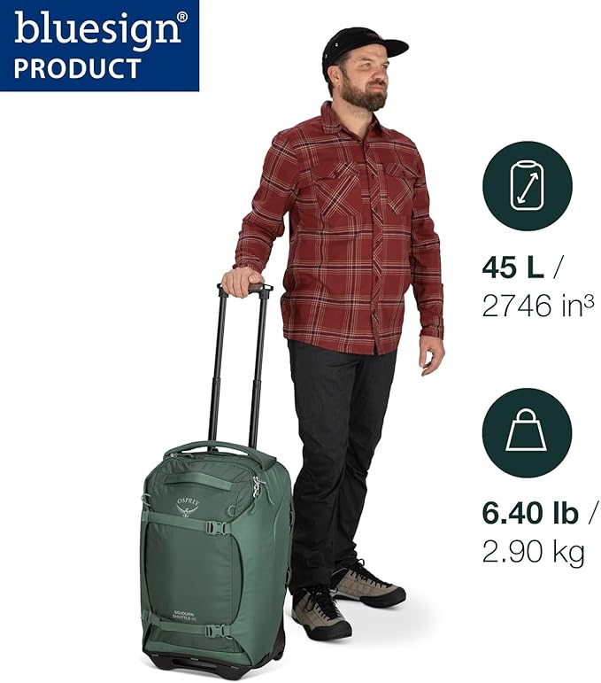 Osprey Sojourn 22"/45L Wheeled Travel Backpack with Harness, Koseret Green