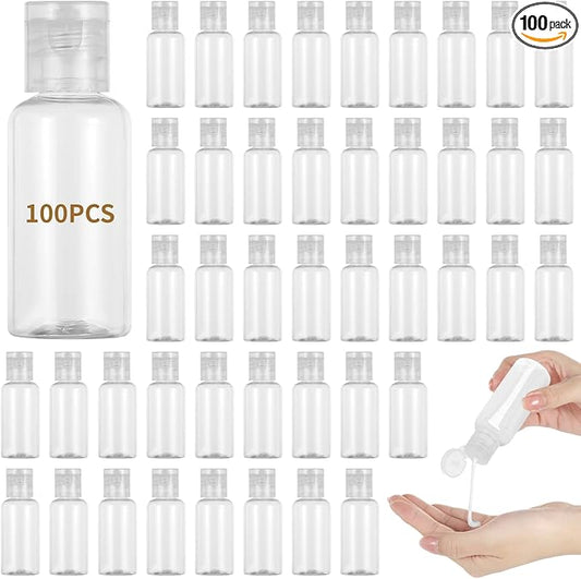 100 PCS 1OZ Travel Bottles with Flip Cap - 30 ml Clear Plastic Travel Size Containers, Portable Leak Proof Squeeze Bottles Refillable Empty Cosmetic Containers for Liquid Shampoo Lotion, Clear