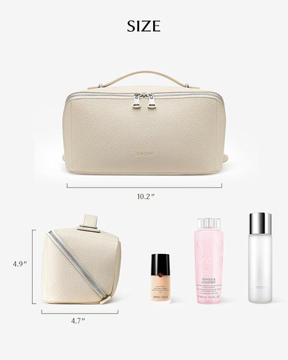 EACHY Makeup Bag,Large Capacity Travel Makeup Bag,Waterproof Portable Open Flat Toiletry Bag Cosmetic Bag with Divider and Handle