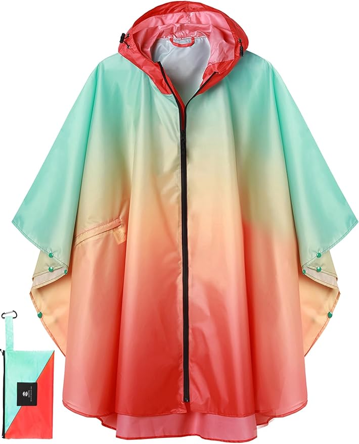 SaphiRose Unisex Rain Poncho Waterproof Raincoat Hooded for Adults Women with Pockets