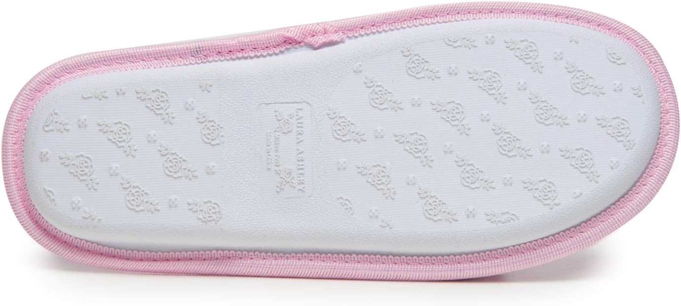 Laura Ashley Ladies Embroidered Soft Terry Scuff Slipper