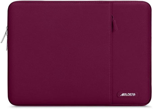 MOSISO Laptop Case 13.3 inch, 13-13.3 inch Laptop Sleeve Compatible with MacBook Air/Pro 13/Pro 14 M5 M4 M3 M2 M1, HP Dell ASUS Lenovo,Polyester Vertical Computer Sleeve Bag with Pocket, Wine Red