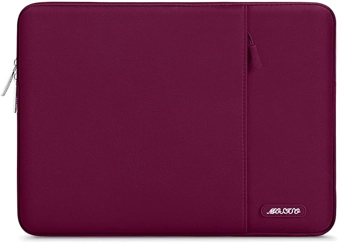MOSISO Laptop Case 15 inch, 15 inch Laptop Sleeve Compatible with MacBook Air 15 M4 A3241 M3 A3114 M2 A2941 2025 2024 2023,Dell XPS 15,Polyester Vertical Computer Sleeve Bag with Pocket, Wine Red