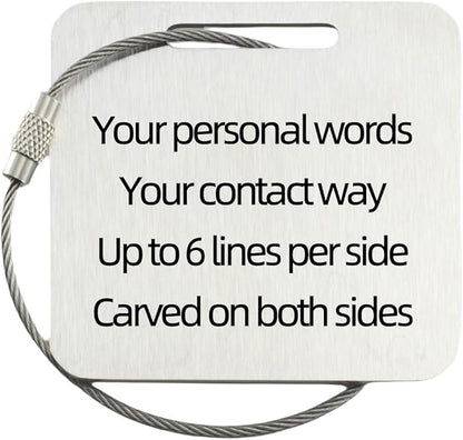 Sturdy Personalized Luggage Tags for Suitcases,Cruise Essentials Travel Tags for Luggage,Travel Bag Labels,Travel Essentials Heavy-Duty Stainless Steel Silver Square Suitcases Tags no icon