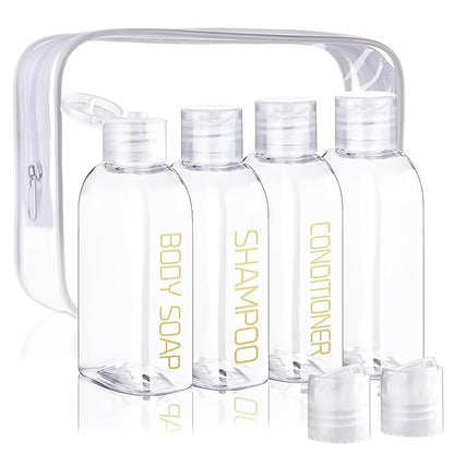 Cosywell Leakproof Squeeze Bottles Travel Kit - 4pc 3.4 oz TSA Approved for Shampoo, Conditioner and Toiletries