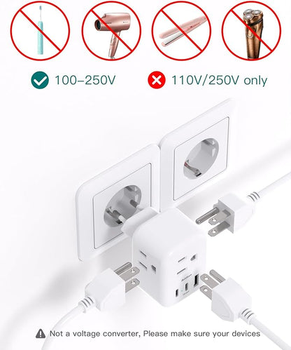 3 Pack European Travel Plug Adapter, Addtam US to Europe Plug Adapter with 3 Outlets 3 USB Charger (2 USB C Port), Type C Power Adaptor to Italy Spain France Portugal Iceland