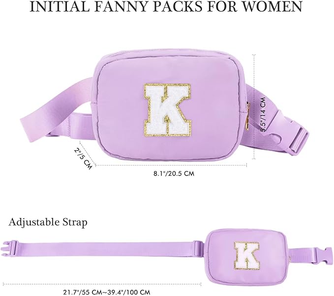 YOOLIFE Birthday Gifts for 4 5 6 7 8 9 10 11 12 13 14 Year Old Girls - Initial Fanny Pack Belt Bag Purse for Girls Teens Daughter Sister Niece, Personalized Trendy Stuff for Teen Girl Kids | Purple Y