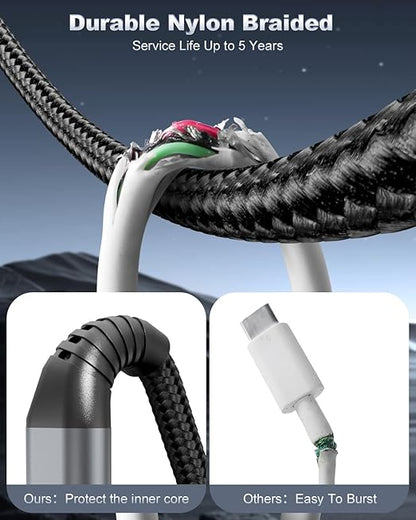 USB C to USB C Cable, 2Pack 3ft Coiled USB C Cable for Car, 60W Fast Charging, Retractable Nylon Braided USB-C Car Charger Cord for iPhone 17/16/15/Plus/Pro/Pro Max
